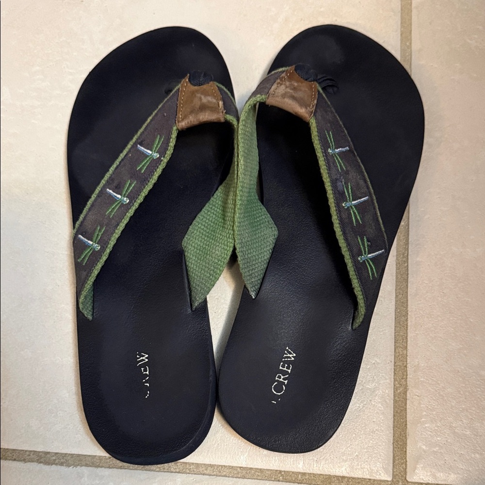 J. Crew Black and Green Sandals